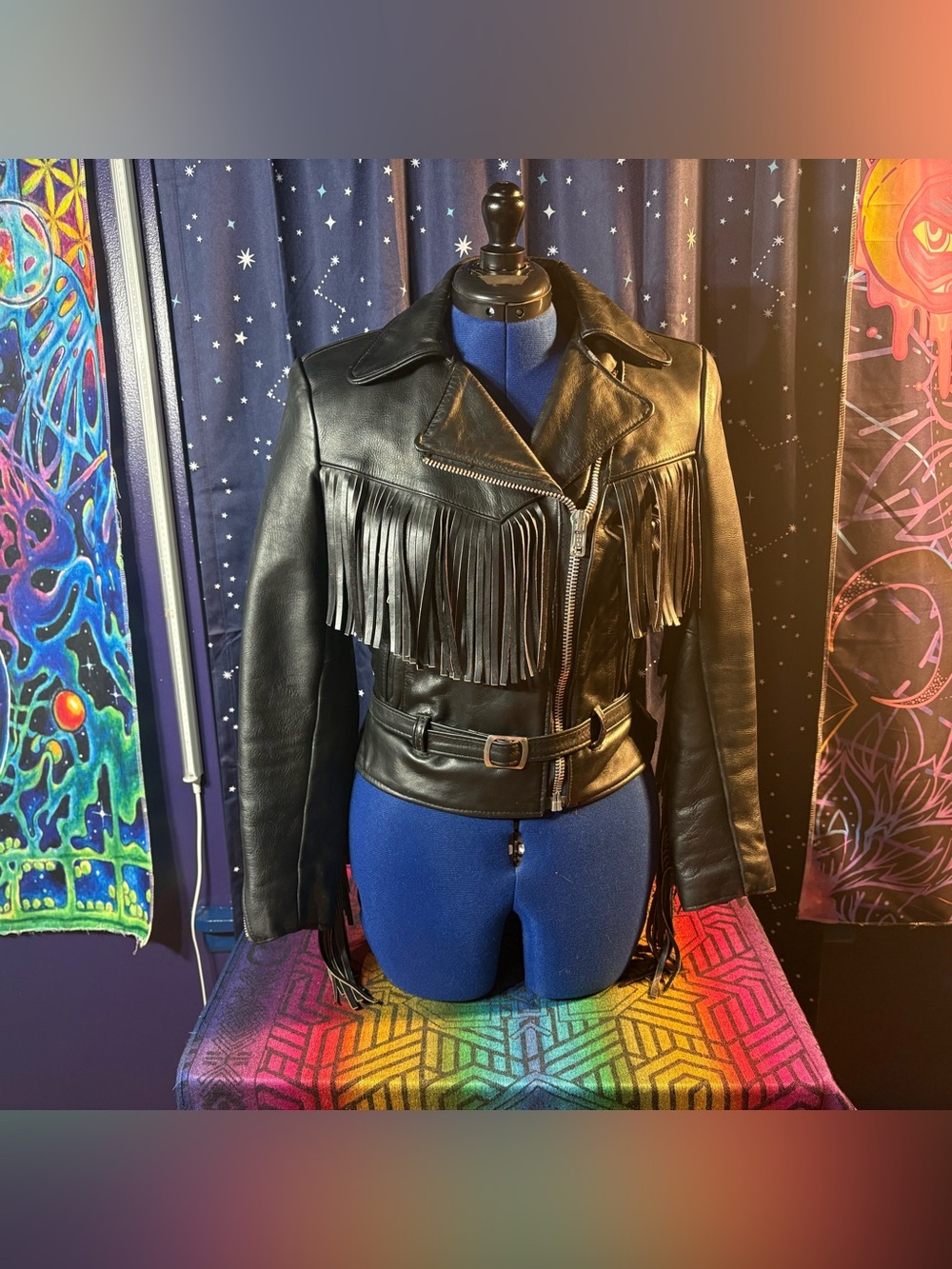 Vintage 80s Steer Brand Fringed Motorcycle Jacket
